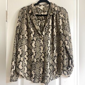 H&M Snake Print Button Down Long Sleeve Top